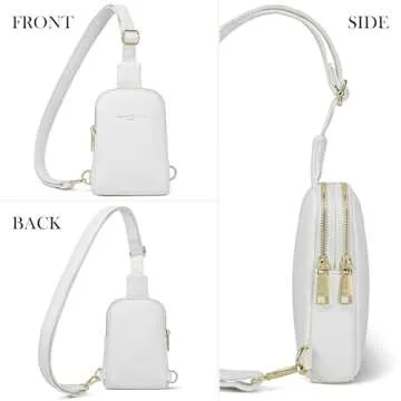 Haytijoe Small Crossbody Sling Bag for Women Travel Purses Anti Theft Cross Body Bag for Woman Fanny Packs (White)