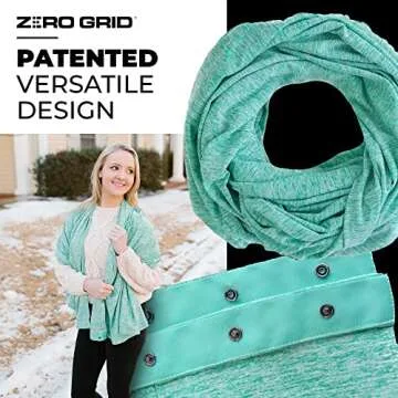 Zero Grid Infinity Travel Scarf Loop with Hidden Zipper Pockets for Passport, Phone, Cash, Cards