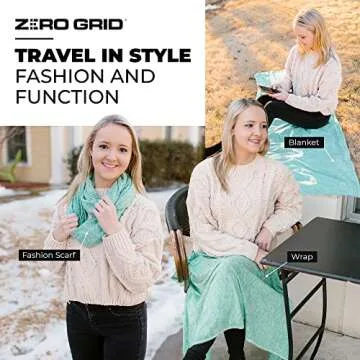 Zero Grid Infinity Travel Scarf Loop with Hidden Zipper Pockets for Passport, Phone, Cash, Cards
