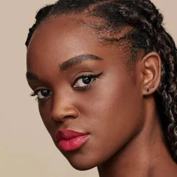 2 Pairs Flat Back Stud Earrings for Women, Nap Earrings as Black Stud Earrings for Women, Hypoallergenic Earrings for Sensitive Ears as Valentines Day Gifts for Her (3+5mm, Black)