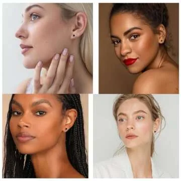 2 Pairs Flat Back Stud Earrings for Women, Nap Earrings as Black Stud Earrings for Women, Hypoallergenic Earrings for Sensitive Ears as Valentines Day Gifts for Her (3+5mm, Black)