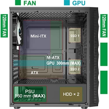 MOROVOL RGB Gaming PC Tower Case with Tempered Glass