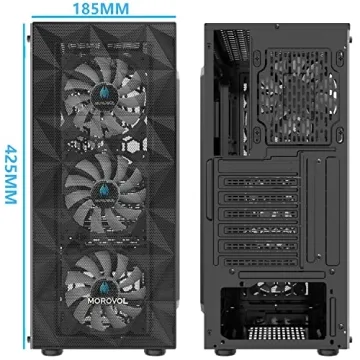 MOROVOL RGB Gaming PC Tower Case with Tempered Glass