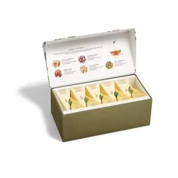 Tea Forte Presentation Box Tea Sampler Gift Set, 20 Assorted Variety Handcrafted Pyramid Tea Infuser Bags (Herbal Retreat)