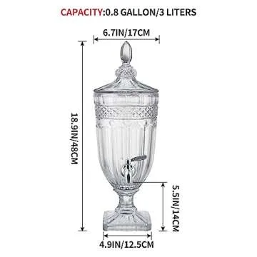 MOLIGOU 0.8 Gallon Glass Beverage Dispenser with Stainless Steel Spigot