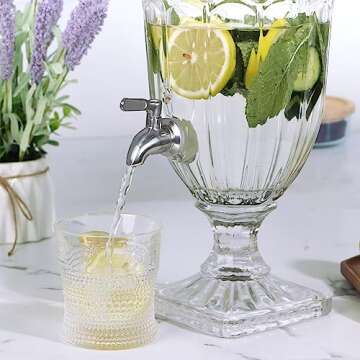 MOLIGOU 0.8 Gallon Glass Beverage Dispenser with Stainless Steel Spigot