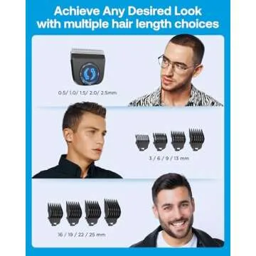 GLAKER Hair Clippers for Men - Cordless & Corded 2 in 1 Hair & Beard Trimmer with ABS Guards, Detachable Blades & Turbo Motor, Professional Haircutting Kits for Blending & Fade Cuts