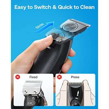 GLAKER Hair Clippers for Men - Cordless & Corded 2 in 1 Hair & Beard Trimmer with ABS Guards, Detachable Blades & Turbo Motor, Professional Haircutting Kits for Blending & Fade Cuts