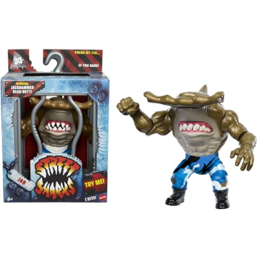 Mattel Street Sharks Jab Action Figure with Dynamic Action Features for Nostalgic Fun