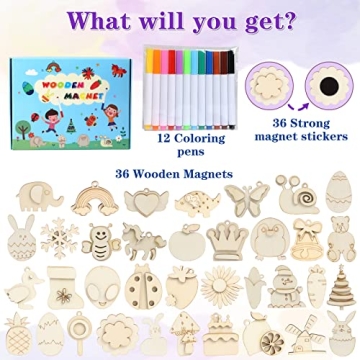 Worgree DIY Wooden Magnets Creative Kit for Kids