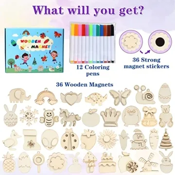Worgree DIY Wooden Magnets Creative Kit for Kids