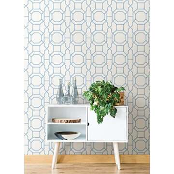 Easy Peel & Stick NuWallpaper Sapphire Bamboo Trellis