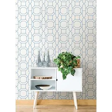 Easy Peel & Stick NuWallpaper Sapphire Bamboo Trellis