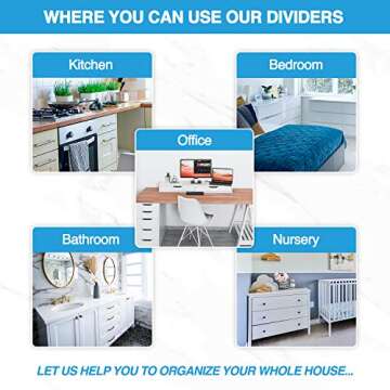 S & C Living, Large Set of 4 – BEST Bamboo drawer dividers - (17.5-22 IN) Adjustable & Expandable, separators – Ideal for organizing Kitchen, Bedroom, Bathroom, Dresser & Office.