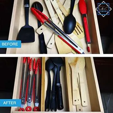S & C Living Bamboo Drawer Dividers - Adjustable & Durable