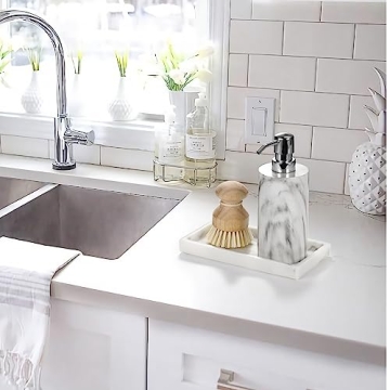 Emibele White Marble Bathroom Vanity Tray for Home