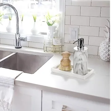 Emibele White Marble Bathroom Vanity Tray for Home