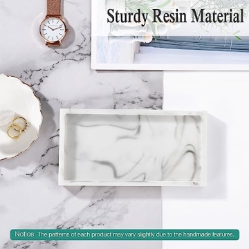 Emibele White Marble Bathroom Vanity Tray for Home