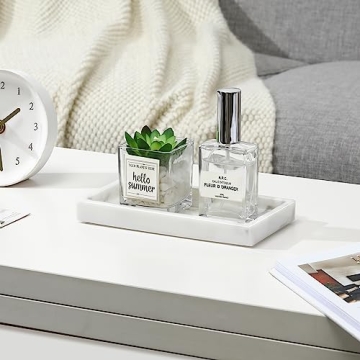 Emibele White Marble Bathroom Vanity Tray for Home