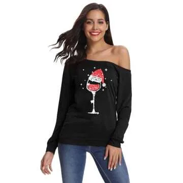 Chic Off Shoulder Christmas T-Shirt Tunic for Women