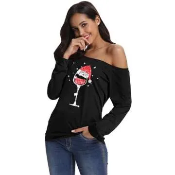 Chic Off Shoulder Christmas T-Shirt Tunic for Women