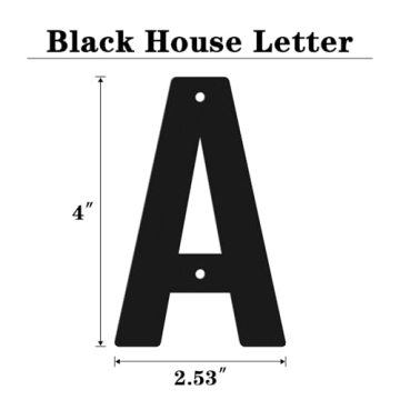 3" 4" 5" 6" 8" Modern Metal House Numbers, Metal Address Numbers and Letters, Black Door Mailbox Number, House Address Letter and Number for Office Home Farm Outside (4", A)