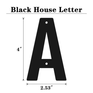 3" 4" 5" 6" 8" Modern Metal House Numbers, Metal Address Numbers and Letters, Black Door Mailbox Number, House Address Letter and Number for Office Home Farm Outside (4", A)