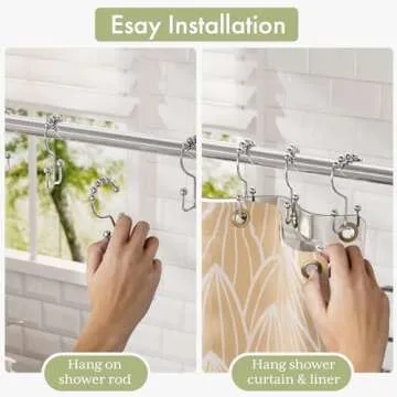 Amazer Shower Curtain Hooks - Rust-Resistant & Stylish