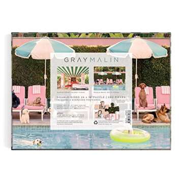 Gray Malin The Dogs at the Beverly Hills Hotel 500 Piece Double-Sided Puzzle from Galison - Jigsaw Puzzle With Iconic Photography, Thick and Sturdy Pieces, Challenging Family Activity, Great Gift Idea