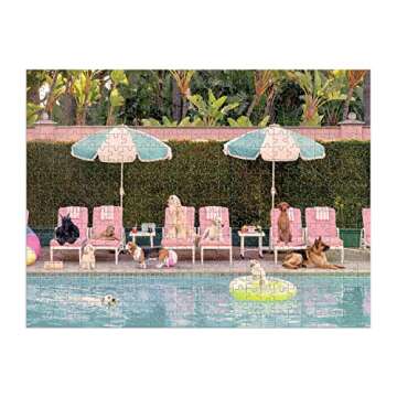 Gray Malin The Dogs at the Beverly Hills Hotel 500 Piece Double-Sided Puzzle from Galison - Jigsaw Puzzle With Iconic Photography, Thick and Sturdy Pieces, Challenging Family Activity, Great Gift Idea