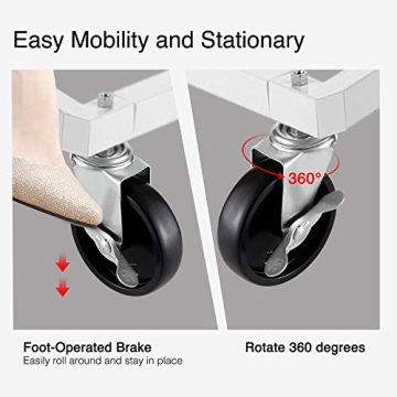 GREENSTELL Clothes Rack with Cover & Tube Bracket, Industrial Pipe Z Base Clothing Garment Rack on Wheels with Brakes, Heavy Duty Sturdy Square Tube Garment Rack White (59x24x68 inch)