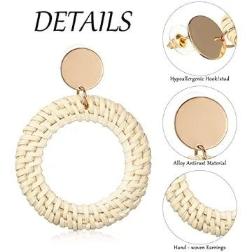 Hicarer Rattan Earrings for Trendy Boho Style