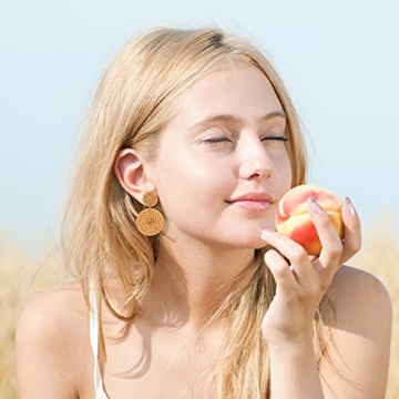 Hicarer Rattan Earrings for Trendy Boho Style