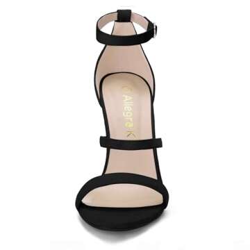 Allegra K Women Open Toe Triple Straps Stiletto High Black Heel Sandals 7 M US