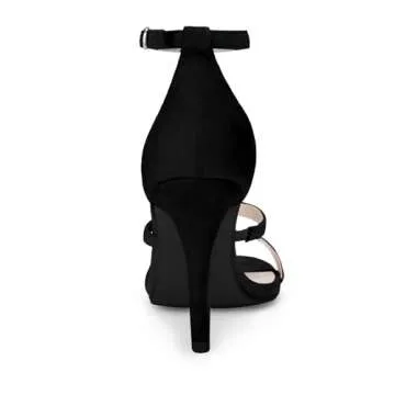 Allegra K Women Open Toe Triple Straps Stiletto High Black Heel Sandals 7 M US