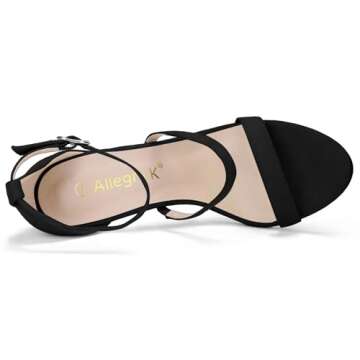 Allegra K Women Open Toe Triple Straps Stiletto High Black Heel Sandals 7 M US