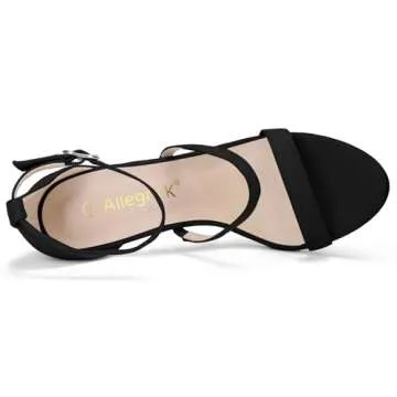 Allegra K Women Open Toe Triple Straps Stiletto High Black Heel Sandals 7 M US