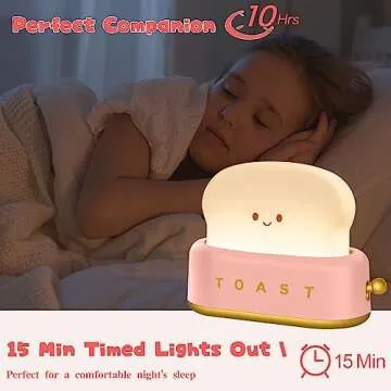 MeXYZ Cute Desk Decor Toaster Lamp, Rechargeable Kawaii Accessories Small LED Night Light for Kids Teen Girls, Room Decor Toast Lamp for Bedroom, Bedside, Living Room Aesthetic Stuff, Gift