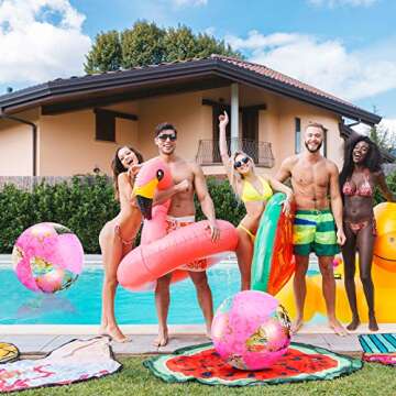 BBTO 16 Inch Inflatable Glitter Beach Ball Confetti Balls Swimming Pool Balls Pink Beach Balls for A...