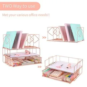 Stylish Youbetia Desk Organizer in Rose Gold for Office