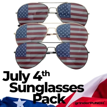 grinderPUNCH 3 Pack USA America Glasses Perfect for Events