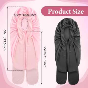 Abeillo 2 Pcs Large Satin Bonnet for Women, Extra Long Silk Bonnet for Sleeping Bonnet with Tie Band...