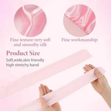 Abeillo 2 Pcs Large Satin Bonnet for Women, Extra Long Silk Bonnet for Sleeping Bonnet with Tie Band and Scrunchies, Sleep Cap for Long Curly Hair, Locs, Braids (Black, Pink)