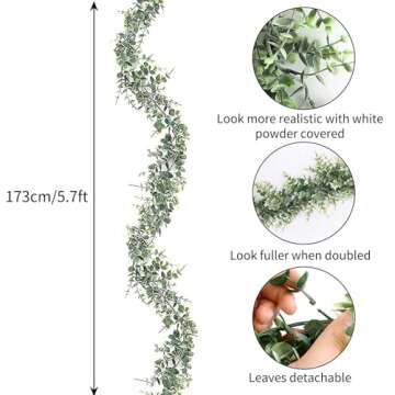 Whonline 5pcs Artificial Eucalyptus Garlands Greenery Garlands Fake Spring Garland Vines 28.5ft, Han...