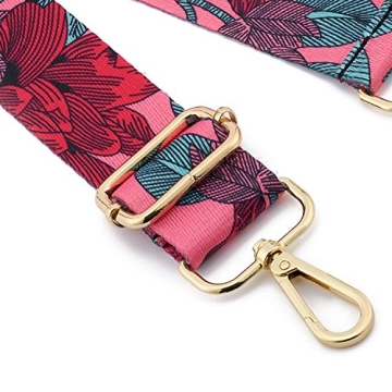 Wide Shoulder Strap Adjustable Replacement Belt Guitar Style Crossbody Bag Handbag Strap Multicolor Canvas Straps(Wide:1.4in) (Flower4)