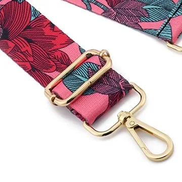 Wide Shoulder Strap Adjustable Replacement Belt Guitar Style Crossbody Bag Handbag Strap Multicolor Canvas Straps(Wide:1.4in) (Flower4)