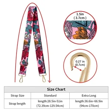 Wide Shoulder Strap Adjustable Replacement Belt Guitar Style Crossbody Bag Handbag Strap Multicolor Canvas Straps(Wide:1.4in) (Flower4)