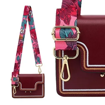 Wide Shoulder Strap Adjustable Replacement Belt Guitar Style Crossbody Bag Handbag Strap Multicolor Canvas Straps(Wide:1.4in) (Flower4)