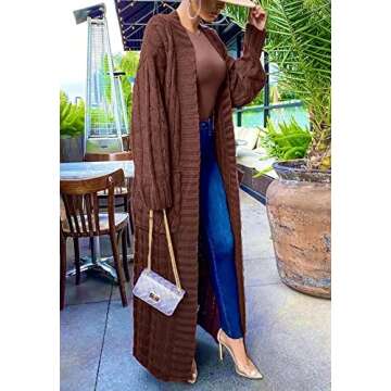 Stylish Women’s Chunky Cable Knit Cardigan with Pockets