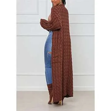 Plus Size Chunky Cable Knit Duster Cardigans for Women